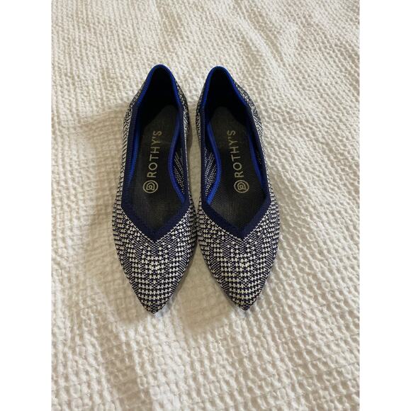 Rothy's Navy and White Patterned Flats - Picture 1 of 6